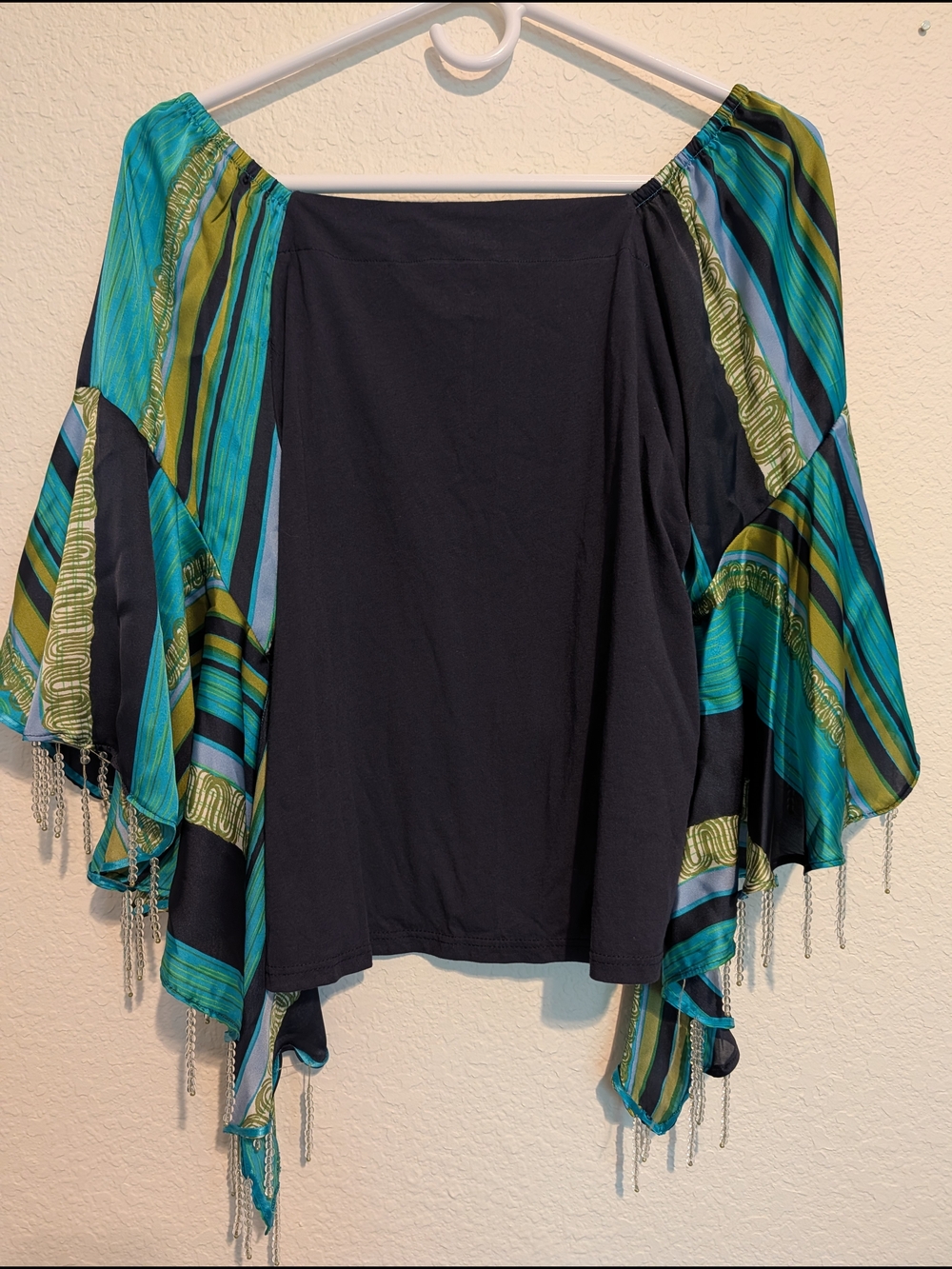 Anthropologie NWT Navy Knit Beaded Top Boho Casual Relaxed Fit Flowy Medium M - Picture 2 of 5